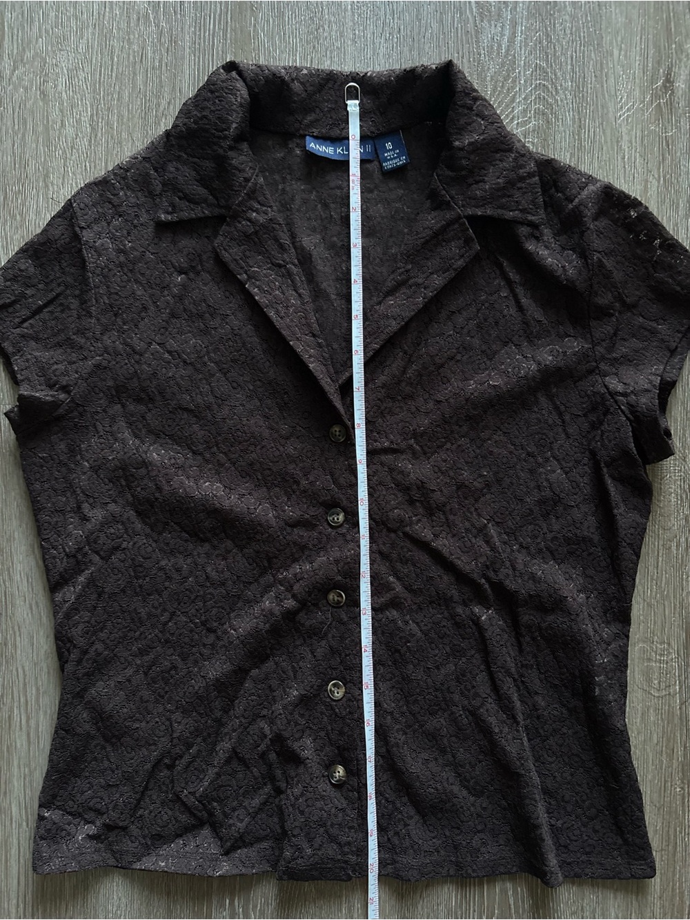 Anne Klein Brown Lace Button Front Blouse - Size 10 - Picture 7 of 9